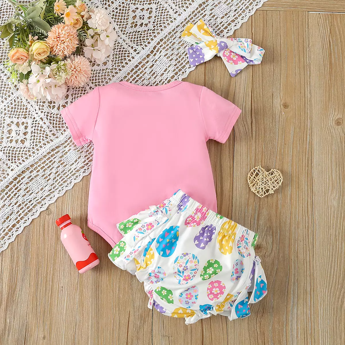 2 Pieces Set Baby Girls Letters Tops And Cartoon Shorts Wholesale 24030168