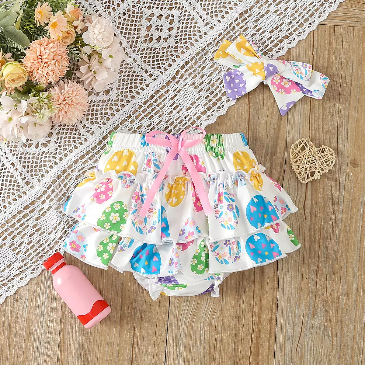 2 Pieces Set Baby Girls Letters Tops And Cartoon Shorts Wholesale 24030168