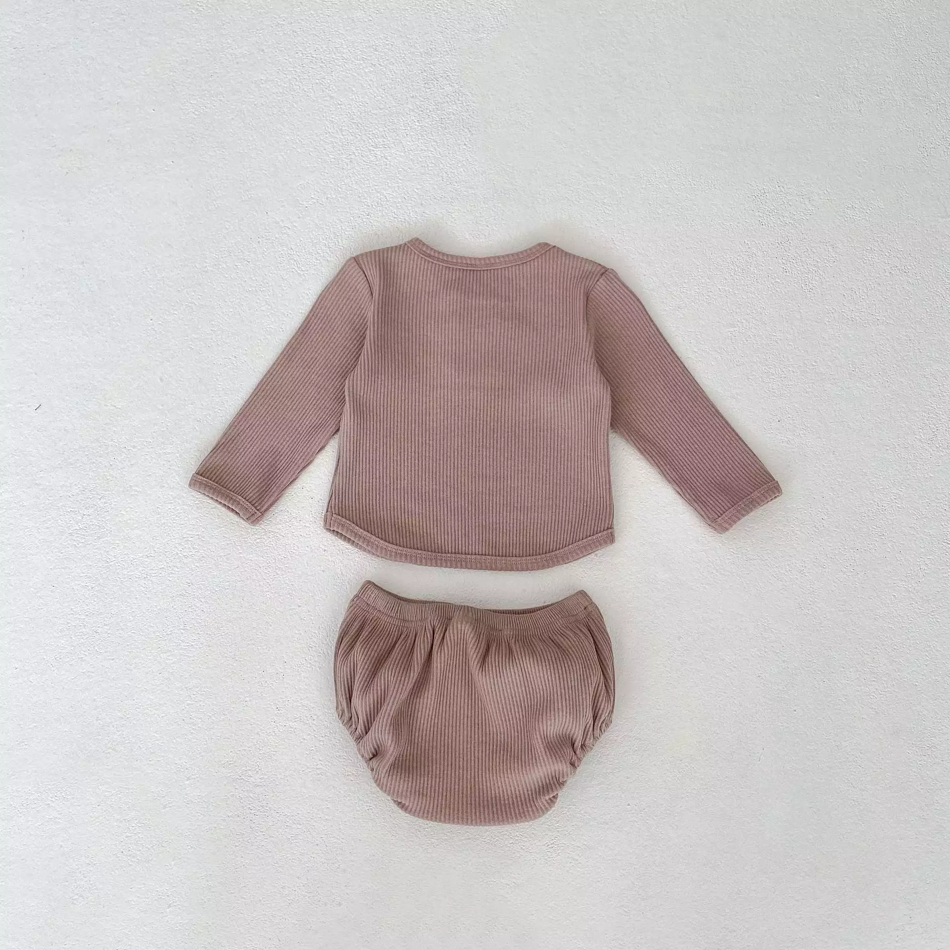 2 Pieces Set Baby Girls Solid Color Tops And Shorts Wholesale 24011195