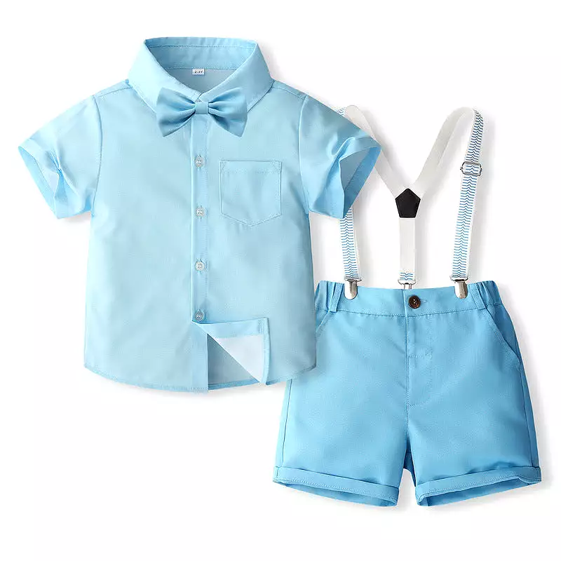 2 Pieces Set Baby Kid Boys Solid Color Shirts And Shorts Wholesale 240409266