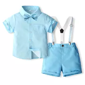 2 Pieces Set Baby Kid Boys Solid Color Shirts And Shorts Wholesale 240409266