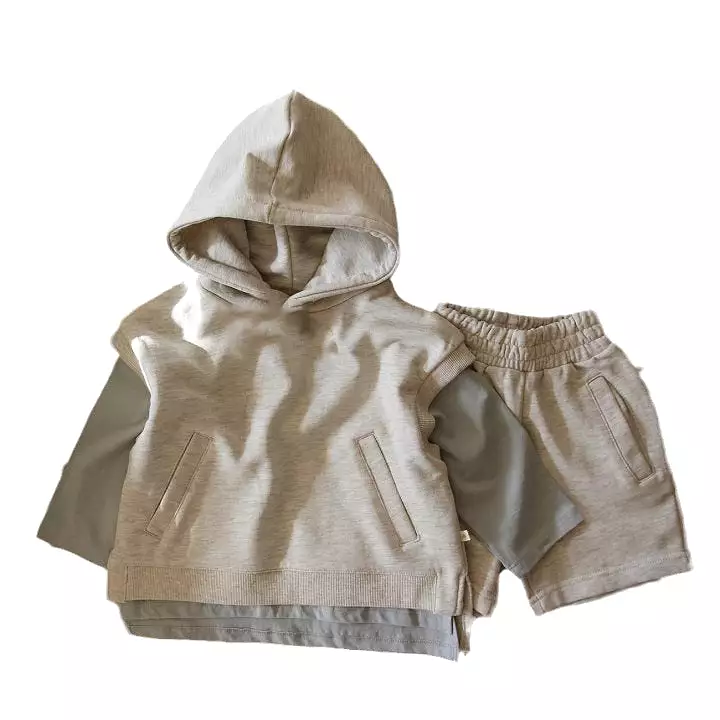 2 Pieces Set Baby Kid Boys Solid Color Tops And Shorts Wholesale 23113043