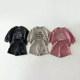 2 Pieces Set Baby Kid Girls Boys Letters Tops And Solid Color Shorts Wholesale 231130114