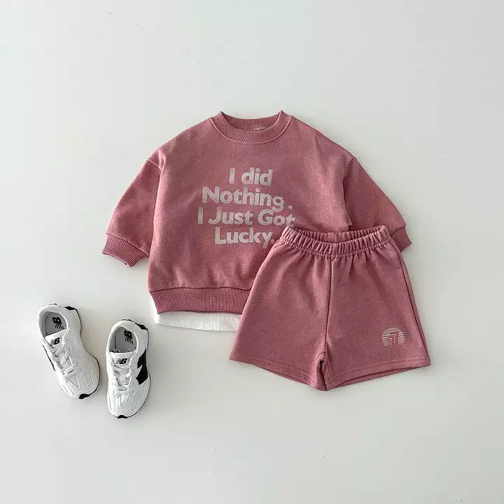 2 Pieces Set Baby Kid Girls Boys Letters Tops And Solid Color Shorts Wholesale 231130114