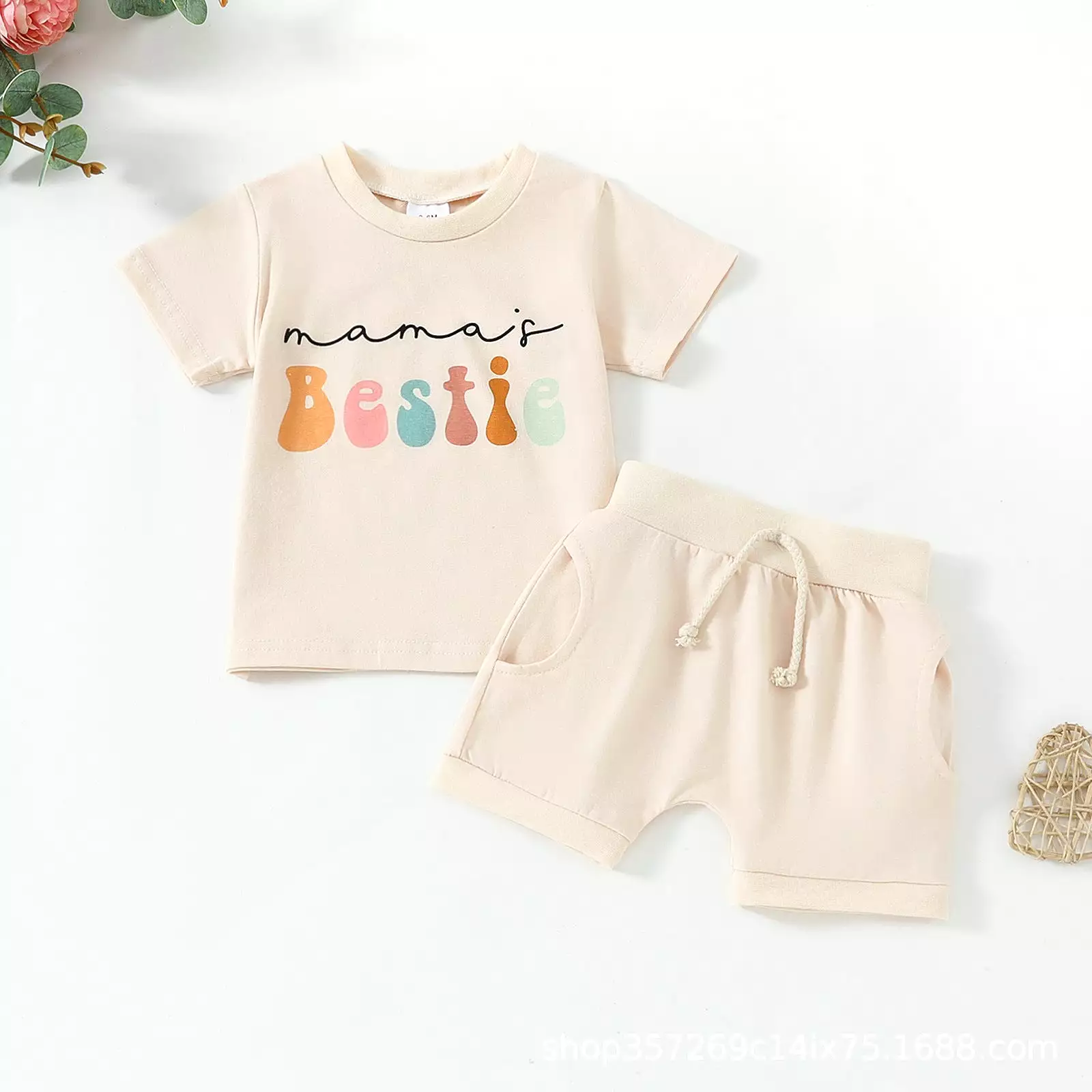 2 Pieces Set Baby Kid Girls Boys Letters Tops And Solid Color Shorts Wholesale 24011187