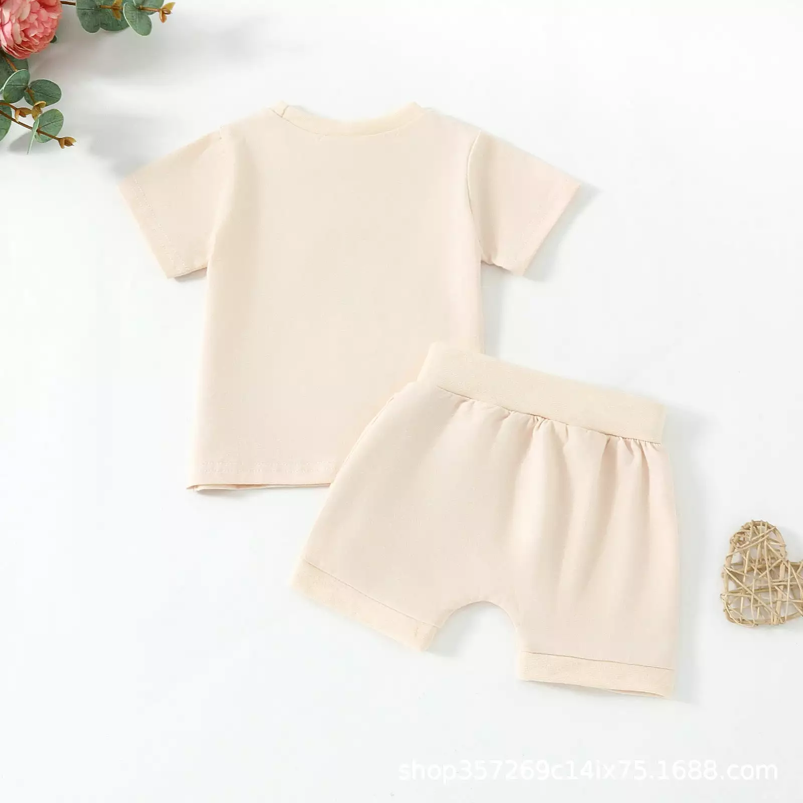 2 Pieces Set Baby Kid Girls Boys Letters Tops And Solid Color Shorts Wholesale 24011187