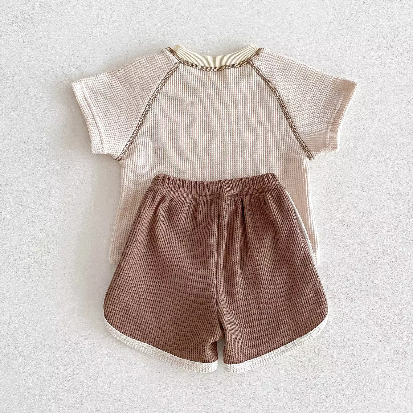 2 Pieces Set Baby Kid Girls Boys Solid Color Tops And Shorts Wholesale 240301145