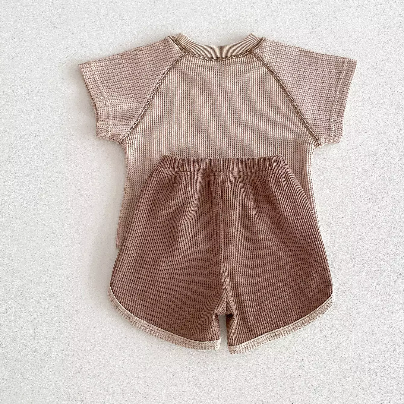 2 Pieces Set Baby Kid Girls Boys Solid Color Tops And Shorts Wholesale 240301145