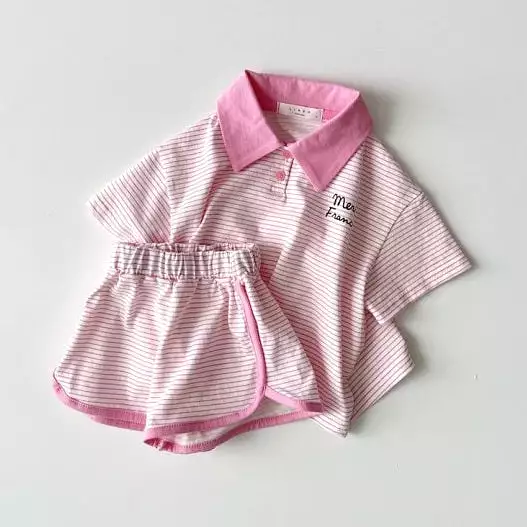 2 Pieces Set Baby Kid Girls Boys Striped Tops And Shorts Wholesale 24030129