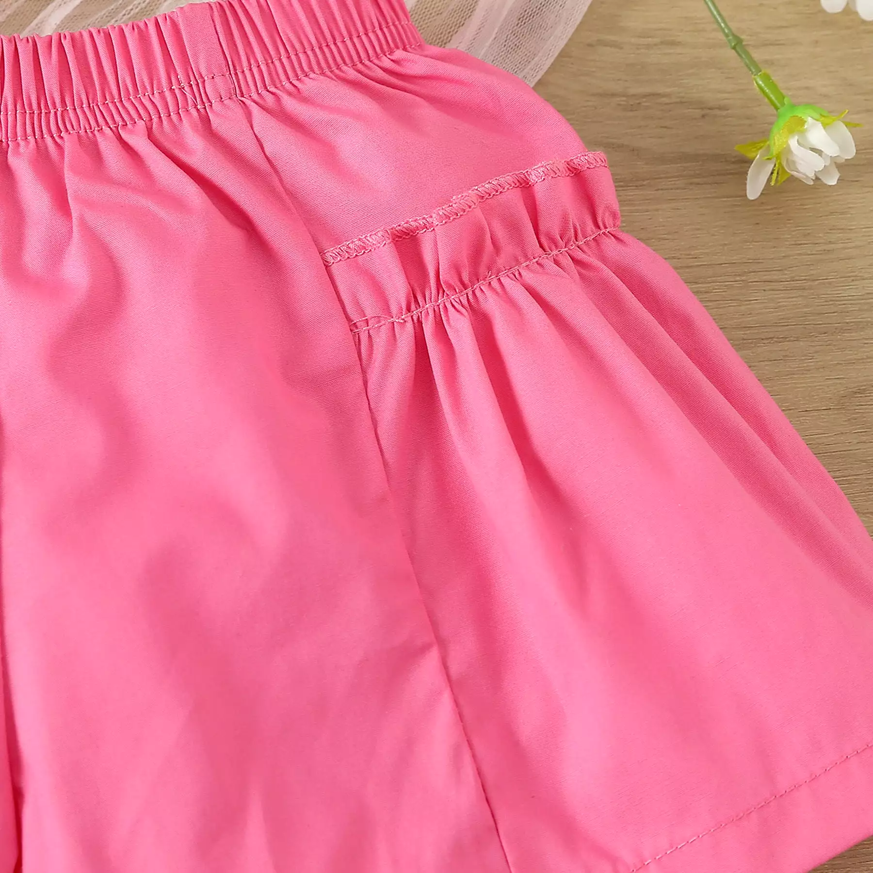 2 Pieces Set Baby Kid Girls Letters Tops And Solid Color Shorts Wholesale 24030185