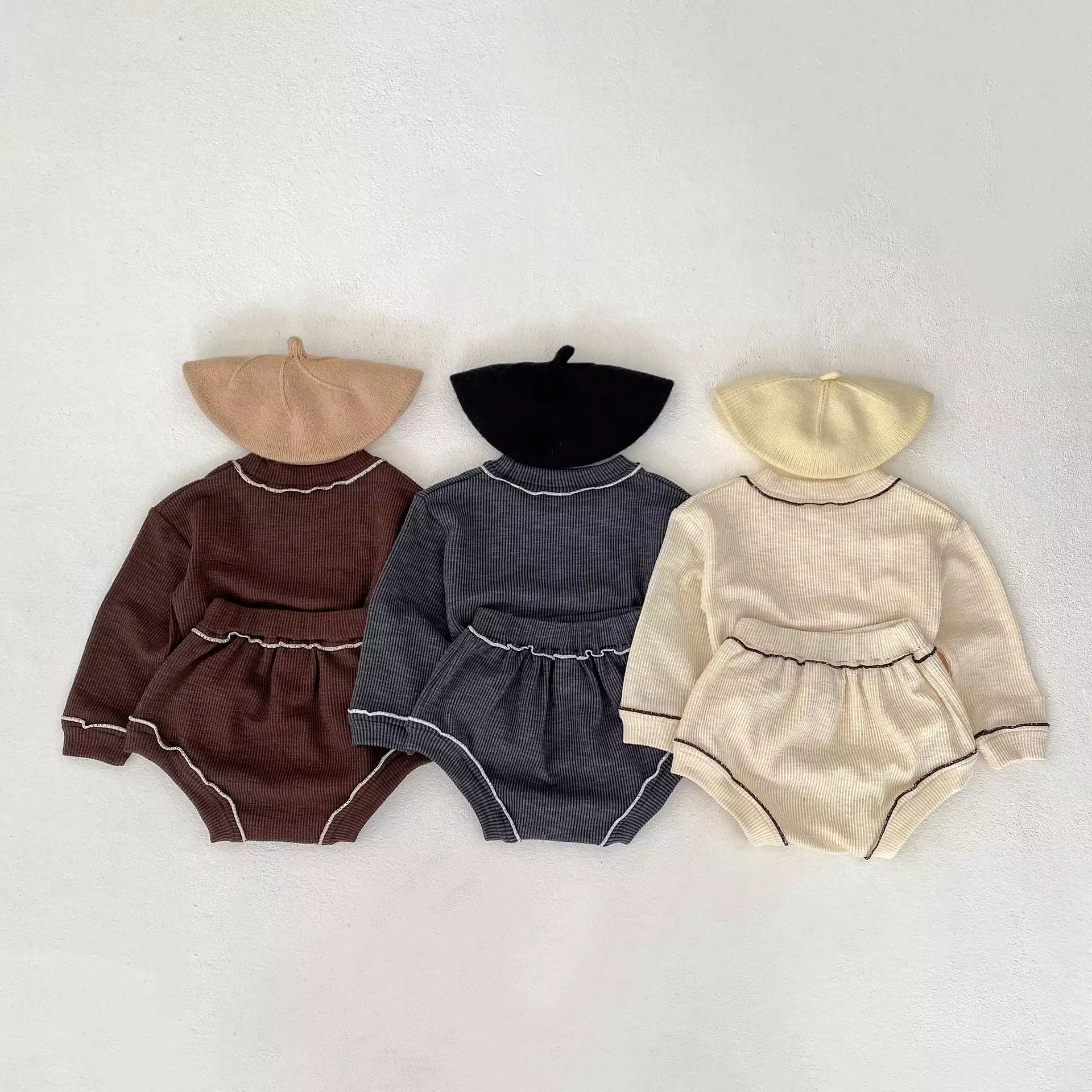 2 Pieces Set Baby Kid Girls Solid Color Tops And Shorts Wholesale 240111132