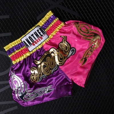 2021 Wholesale Embroidered Letter Contrast Color Splice Sports Women Muay Thai Shorts Custom Boxing Shorts Wholesale