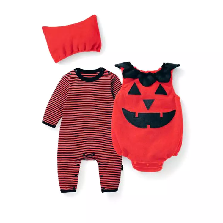 3 Pieces Set Baby Girls Boys Halloween Expression Rompers Striped Jumpsuits And Hats Wholesale 23091901