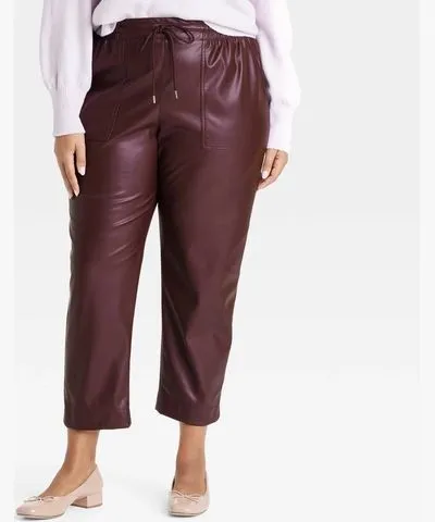 A New Day Women's High-Rise Faux Leather Tapered Ankle Pull-On Pants