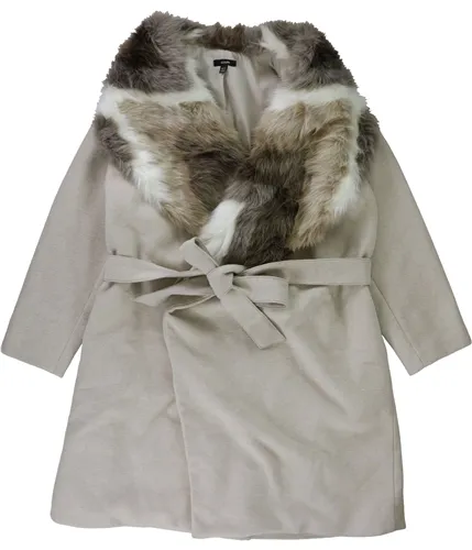 Alfani Womens Faux Fur Collar Pea Coat