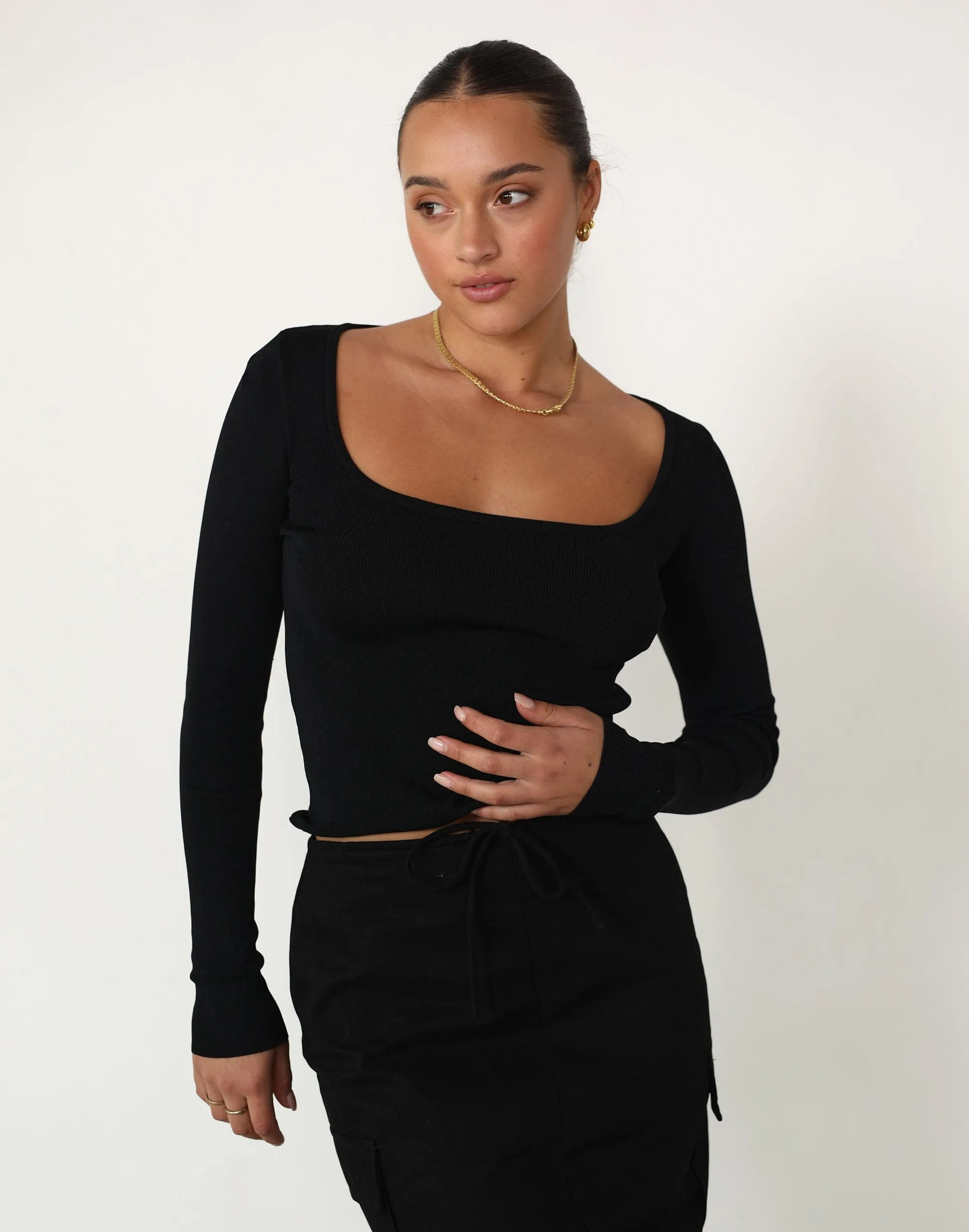 Ali Long Sleeve Top (Black)