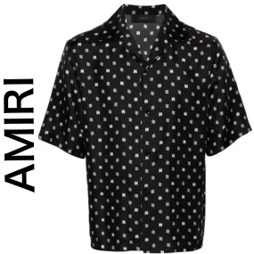 AMIRI  |Monogram Street Style Cotton Short Sleeves Logo Shirts