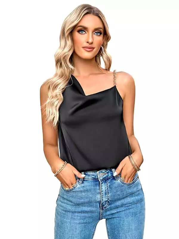 Asymmetric Cowl Neck Sleeveless Top