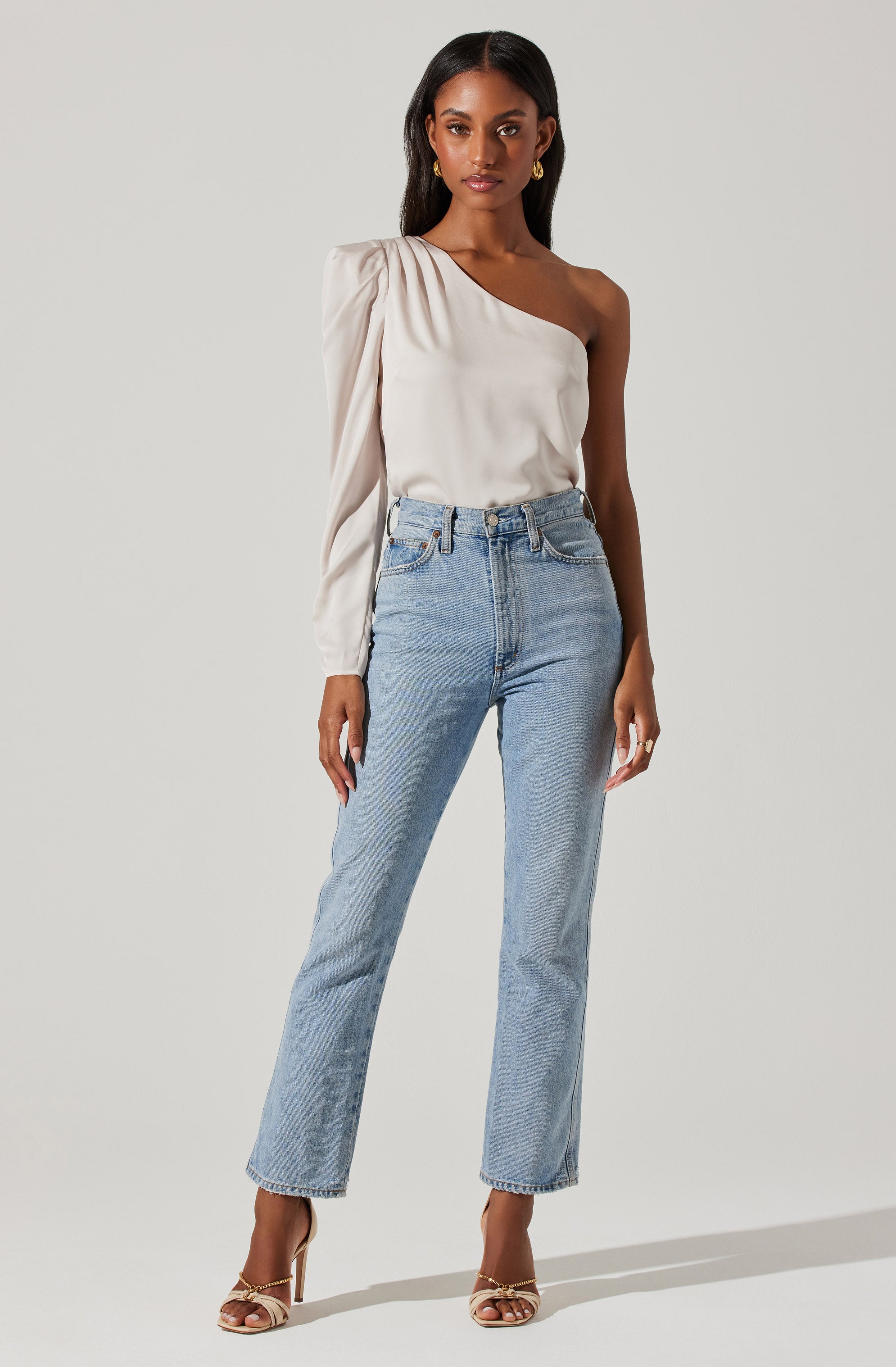 Asymmetrical Puff Sleeve Top