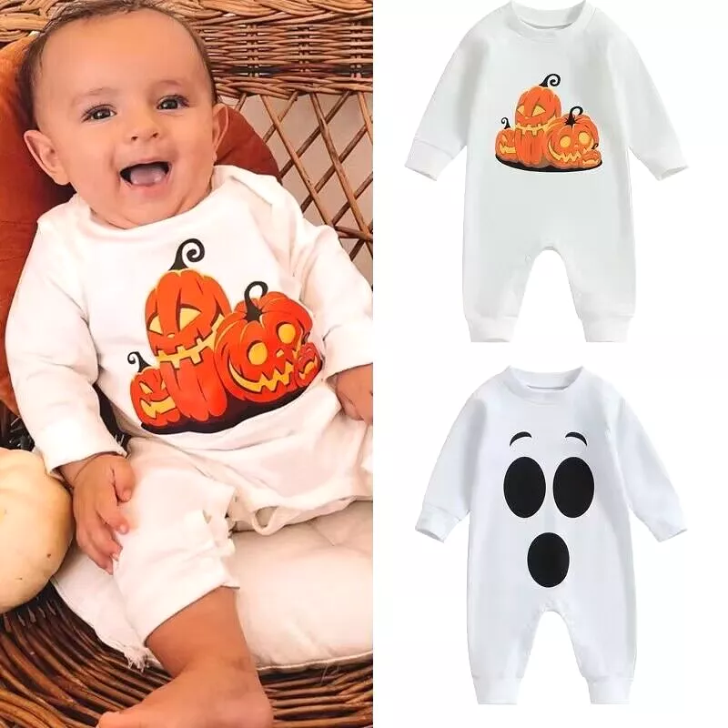 Baby Girls Boys Cartoon Print Halloween Jumpsuits Wholesale 23090674