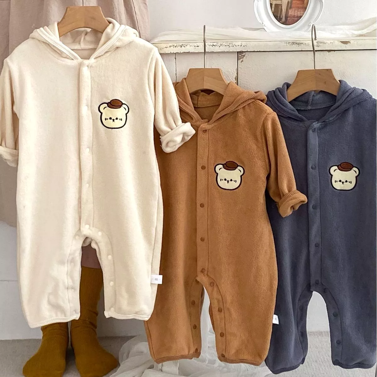 Baby Girls Boys Solid Color Cartoon Jumpsuits Wholesale 23101974