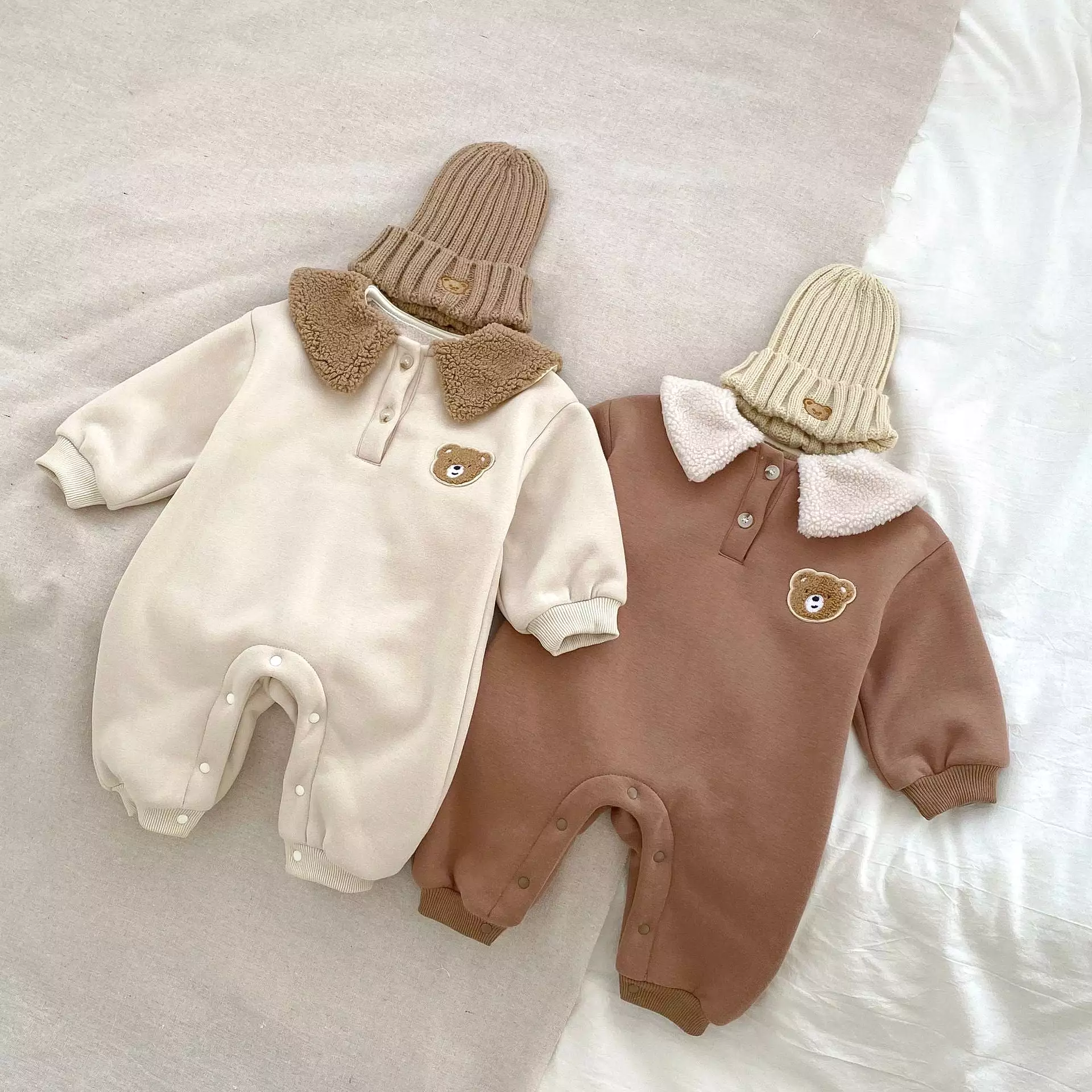 Baby Girls Boys Solid Color Cartoon Jumpsuits Wholesale 23101978