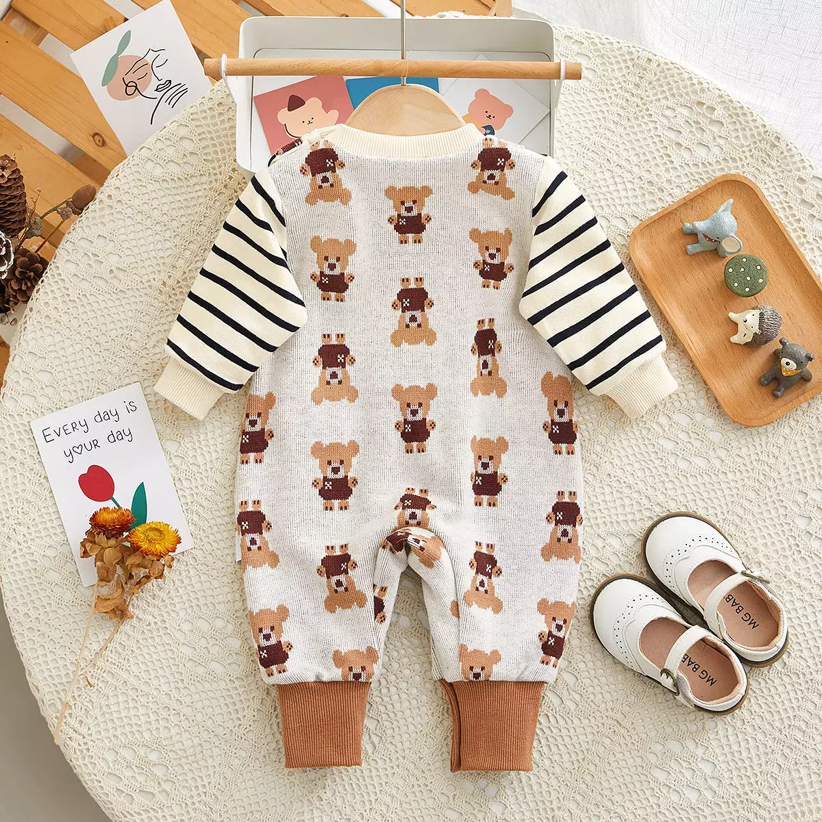 Baby Girls Boys Striped Animals Print Jumpsuits Wholesale 231019180