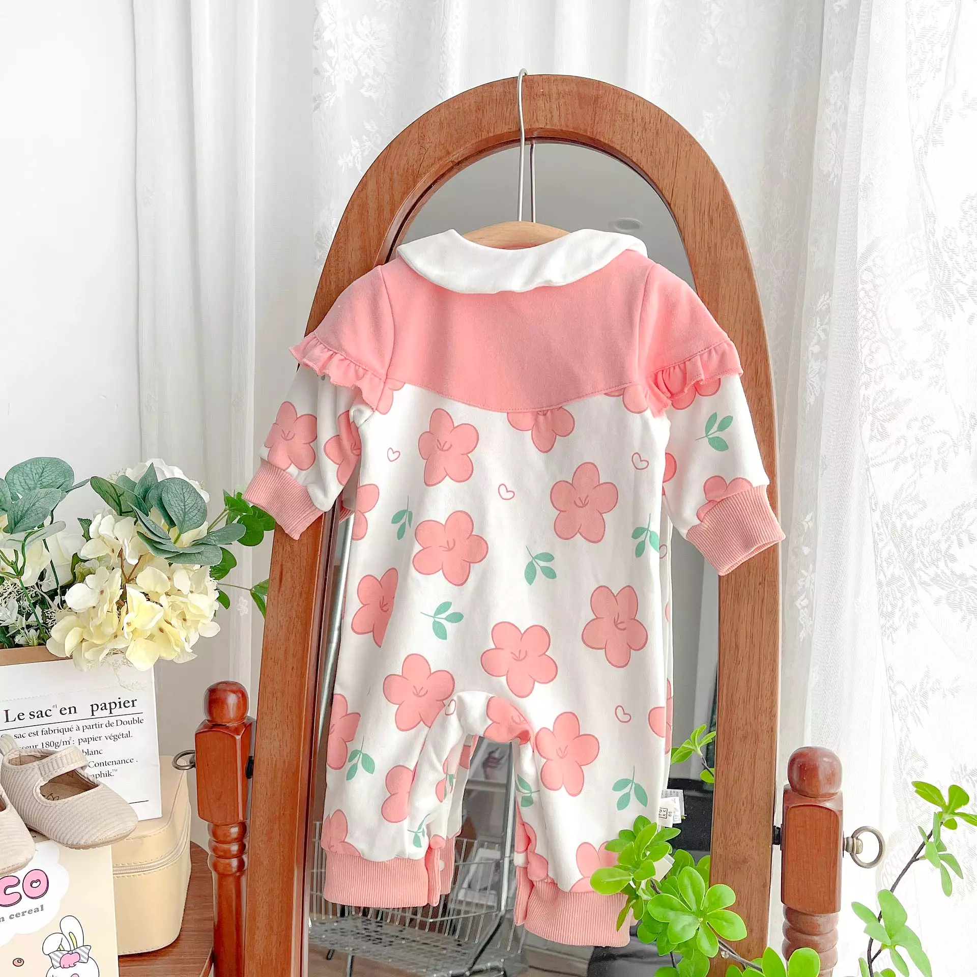 Baby Girls Color-blocking Flower Print Jumpsuits Wholesale 230828358