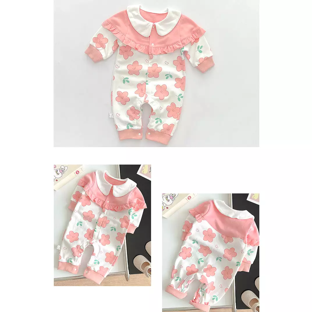 Baby Girls Color-blocking Flower Print Jumpsuits Wholesale 230828358