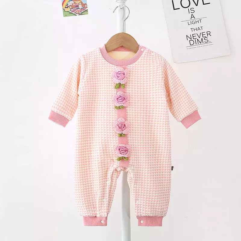 Baby Girls Flower Checked Jumpsuits Wholesale 23101983