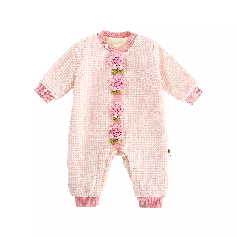 Baby Girls Flower Checked Jumpsuits Wholesale 23101983