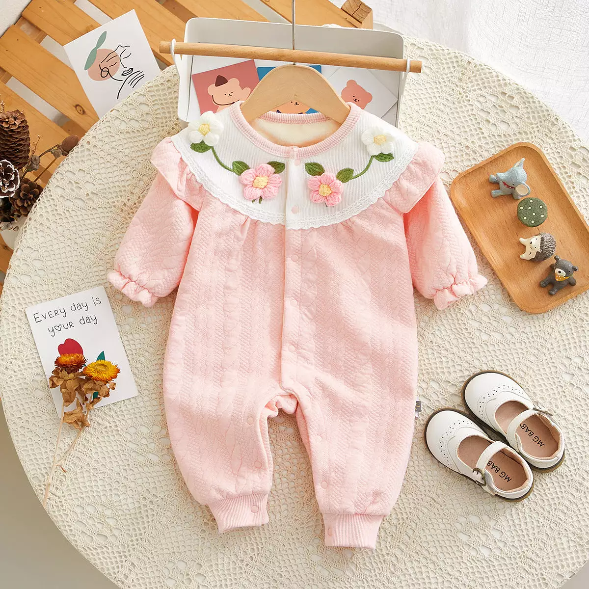 Baby Girls Flower Embroidered Jumpsuits Wholesale 231019144