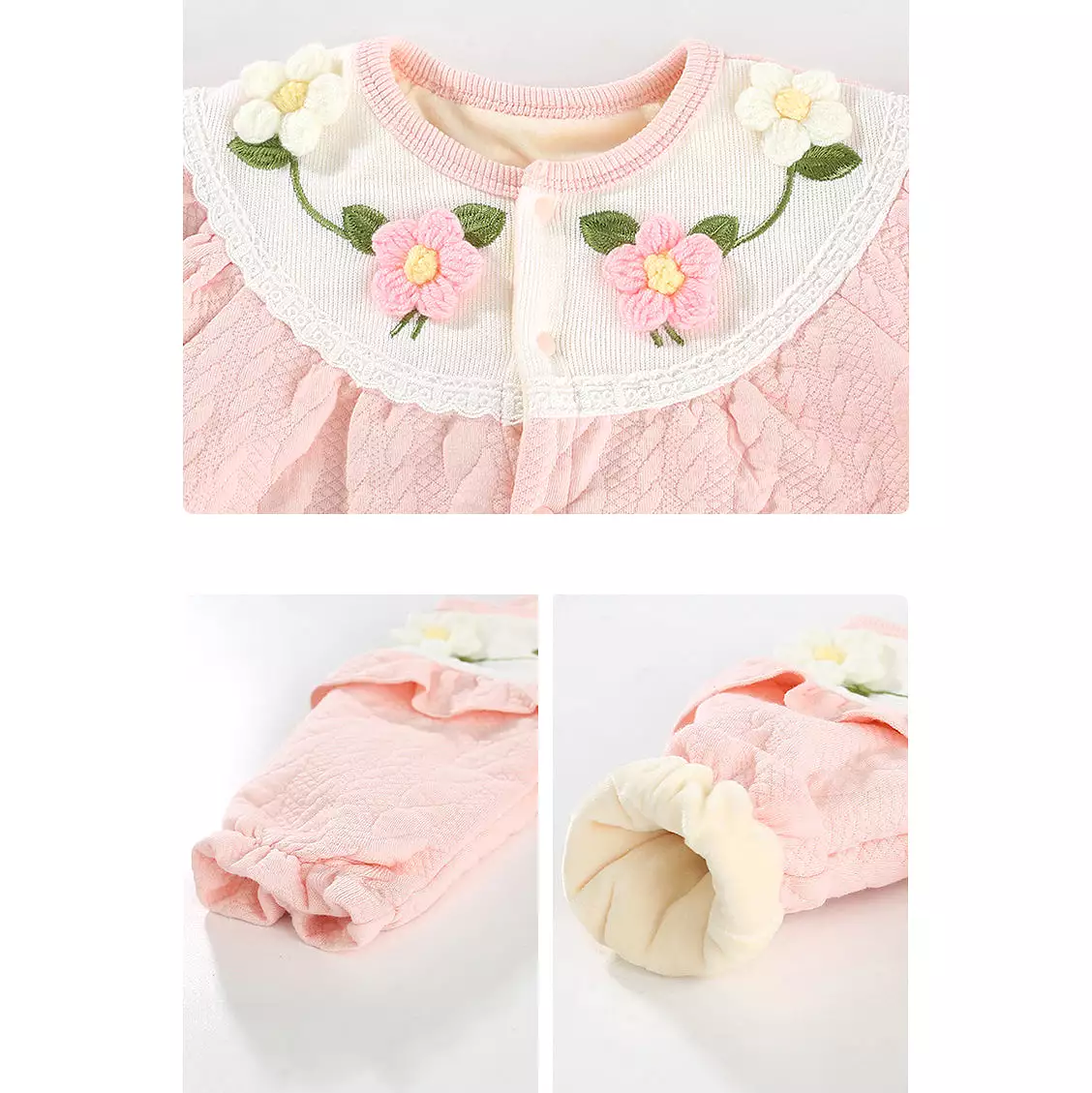 Baby Girls Flower Embroidered Jumpsuits Wholesale 231019144