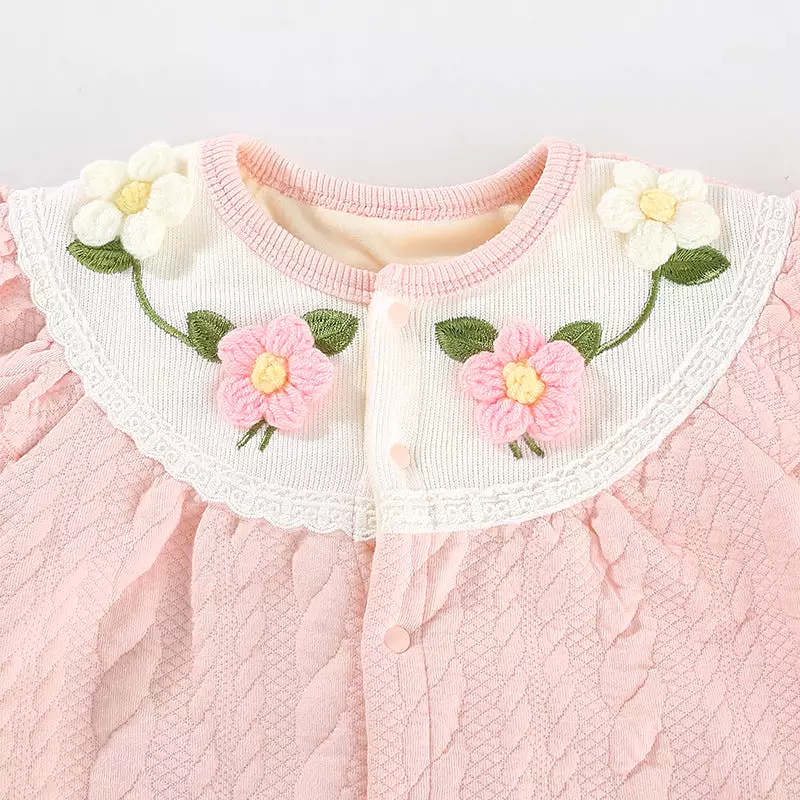 Baby Girls Flower Embroidered Jumpsuits Wholesale 231019144