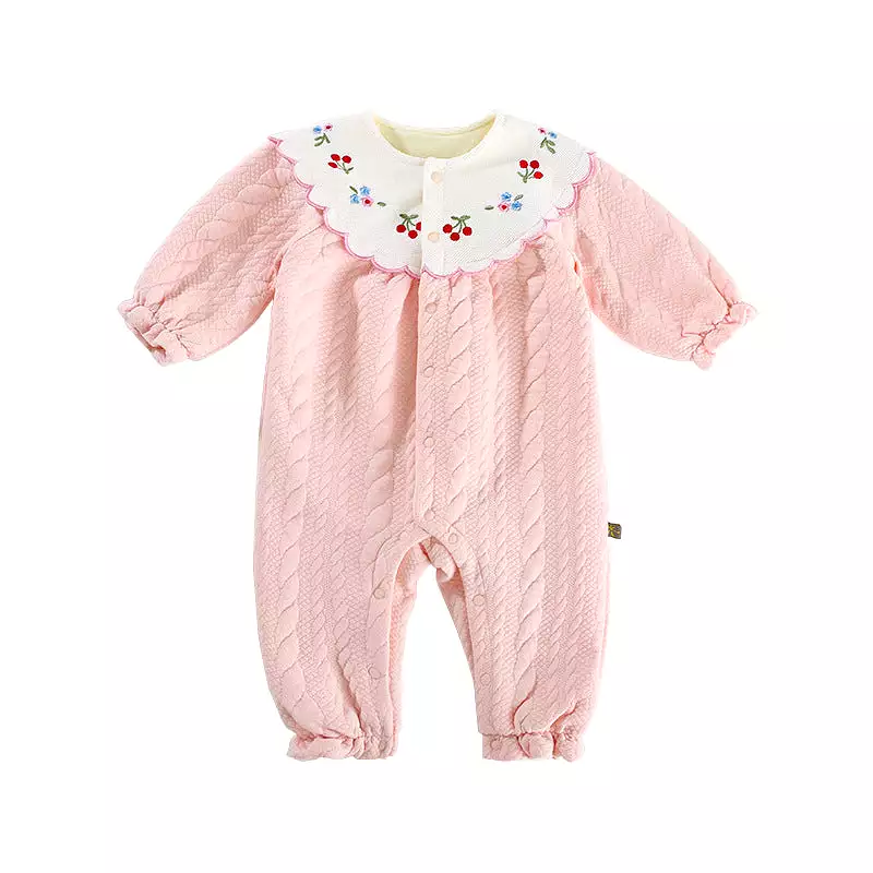 Baby Girls Flower Embroidered Jumpsuits Wholesale 231019224