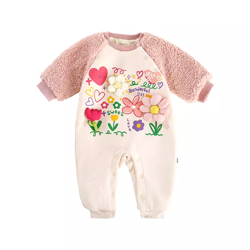 Baby Girls Flower Print Jumpsuits Wholesale 231019104