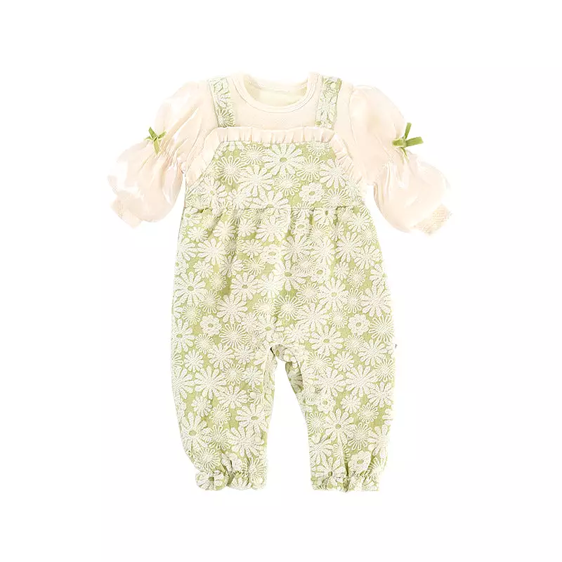 Baby Girls Flower Print Jumpsuits Wholesale 231019146