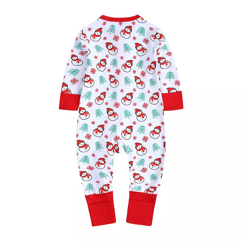 Baby Kid Girls Boys Color-blocking Cartoon Print Christmas Jumpsuits Wholesale 23101510