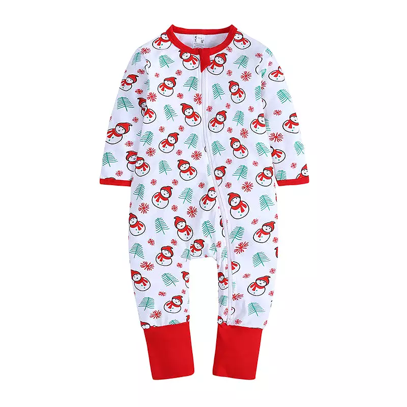 Baby Kid Girls Boys Color-blocking Cartoon Print Christmas Jumpsuits Wholesale 23101510