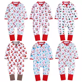 Baby Kid Girls Boys Color-blocking Cartoon Print Christmas Jumpsuits Wholesale 23101510