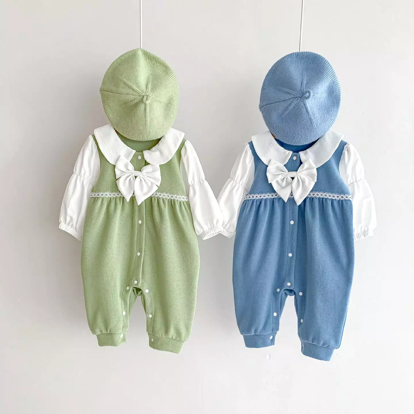 Baby Kid Girls Color-blocking Bow Jumpsuits Wholesale 23101942