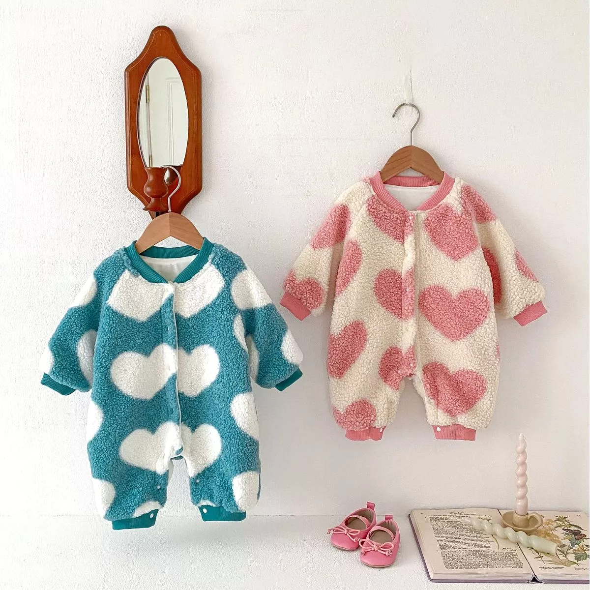 Baby Kid Girls Color-blocking Love heart Jumpsuits Wholesale 231019127