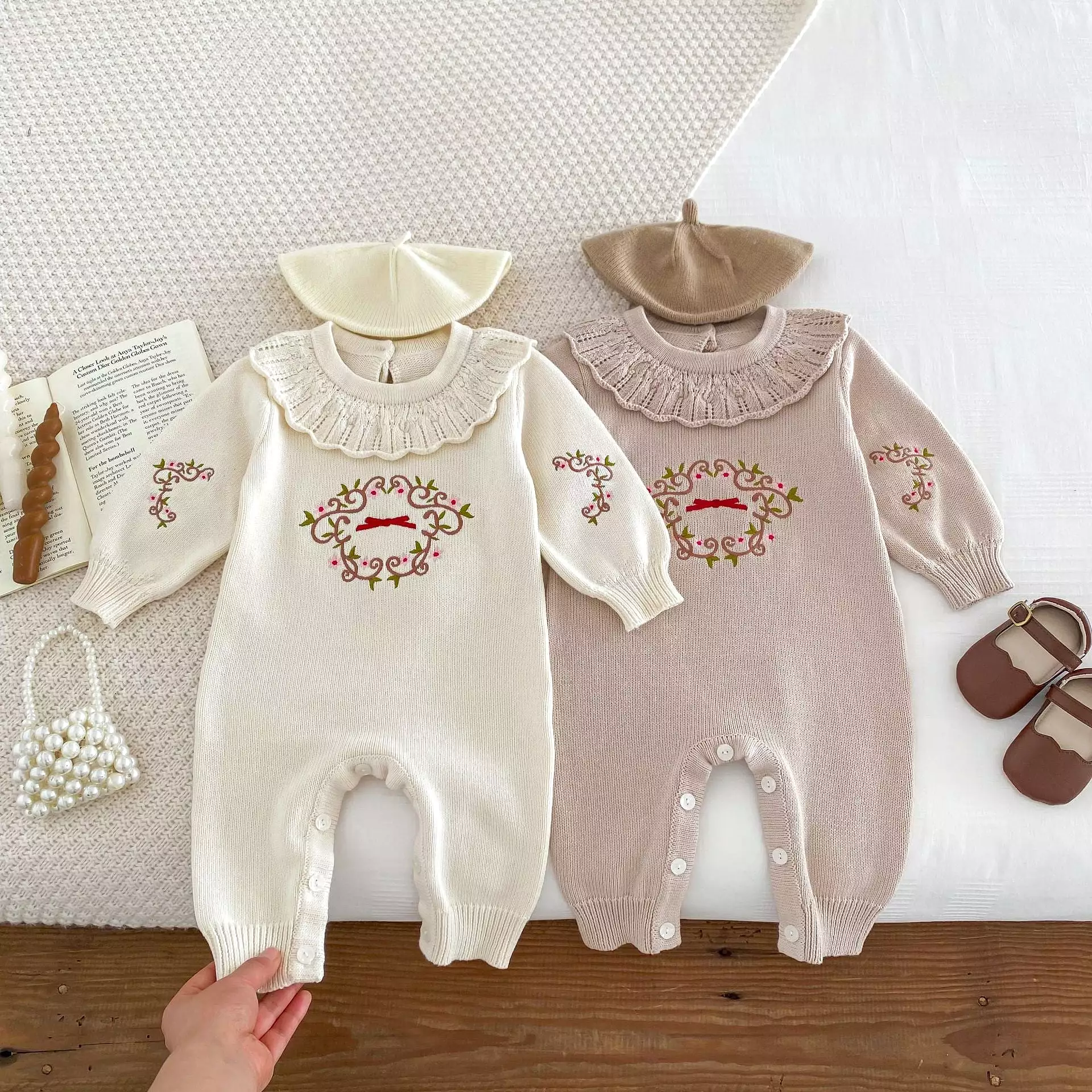 Baby Kid Girls Embroidered Jumpsuits Wholesale 240301167