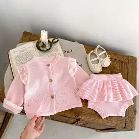 Baby Kid Girls Solid Color Cardigan Shorts Wholesale 230828242