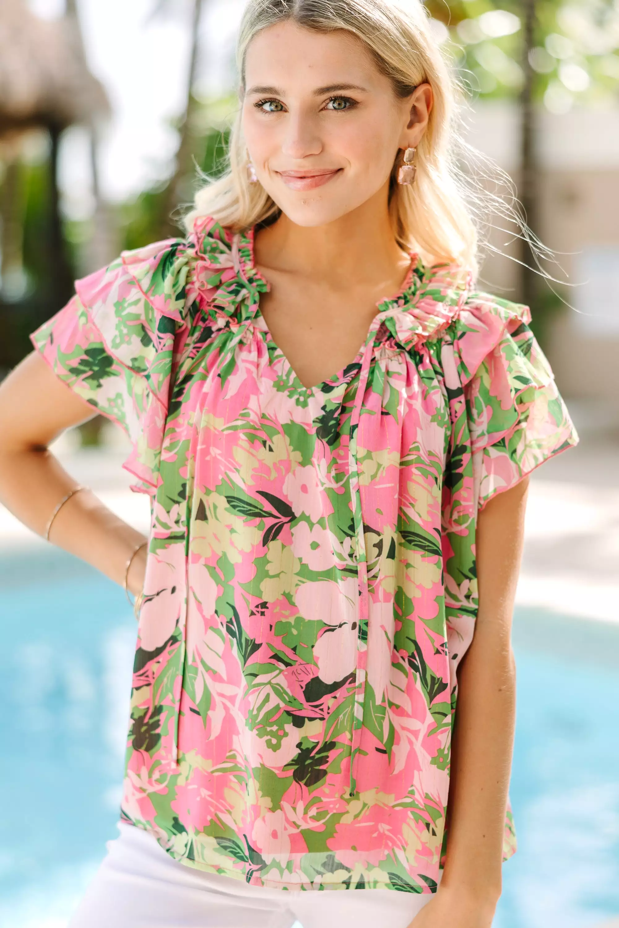 Be There Floral Pink Floral Blouse