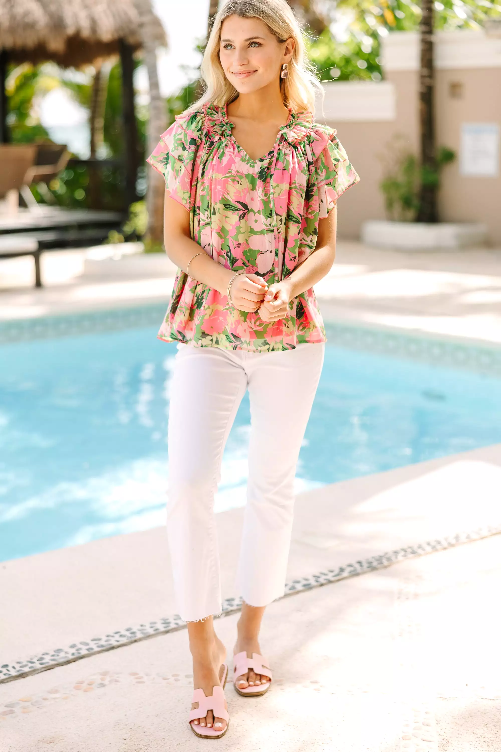 Be There Floral Pink Floral Blouse