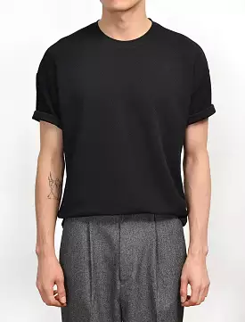 Black Short Sleeves T-Shirts Mens Loose Fit Tees Solid Plain Tops