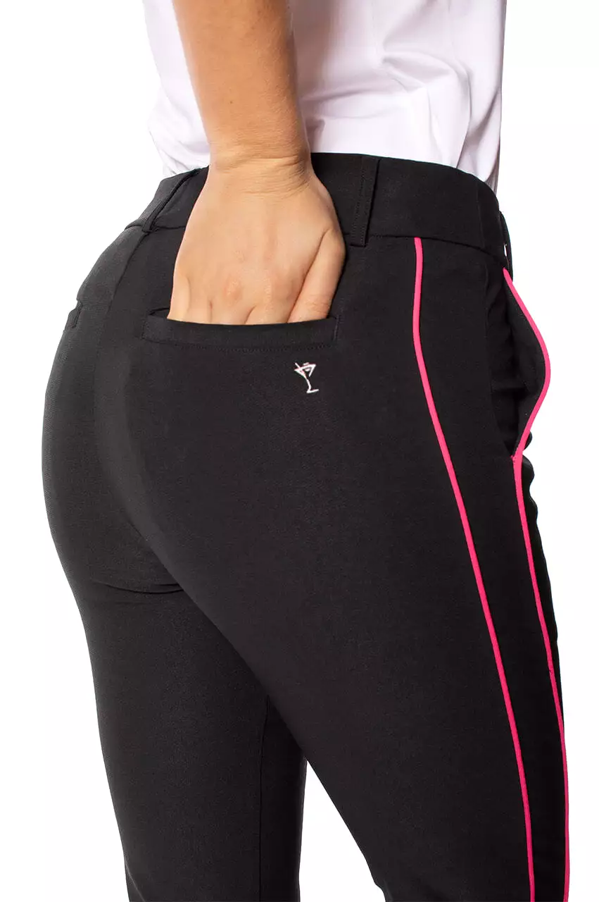 Black/Hot Pink Stretch Ankle Pant