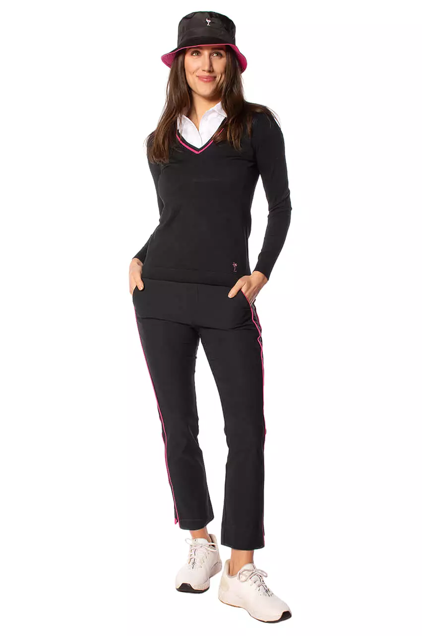 Black/Hot Pink Stretch Ankle Pant