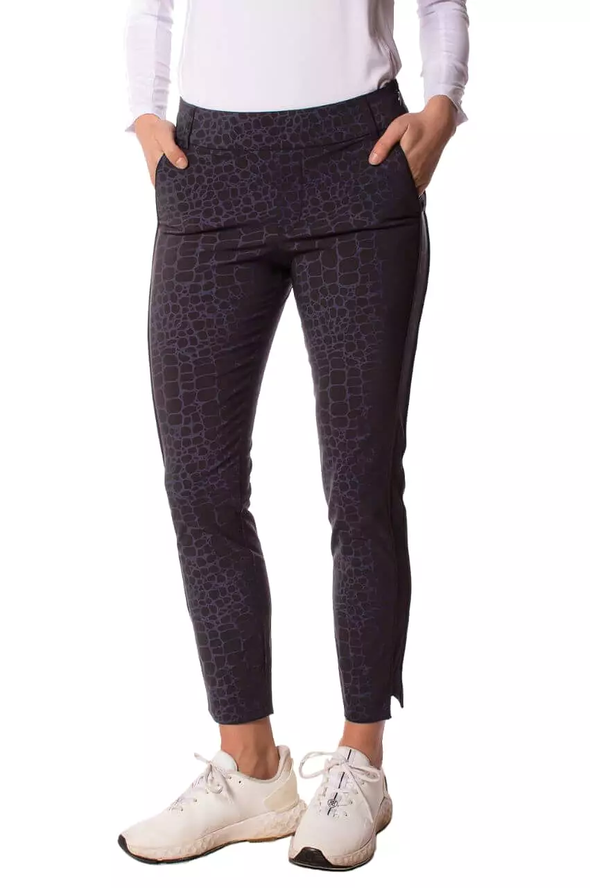 Black/Navy Snakeskin Stretch Ankle Pant